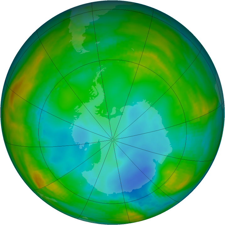 Antarctic ozone map for 15 July 1982